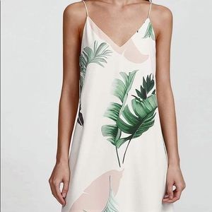 Palm & pink tropical slip dress